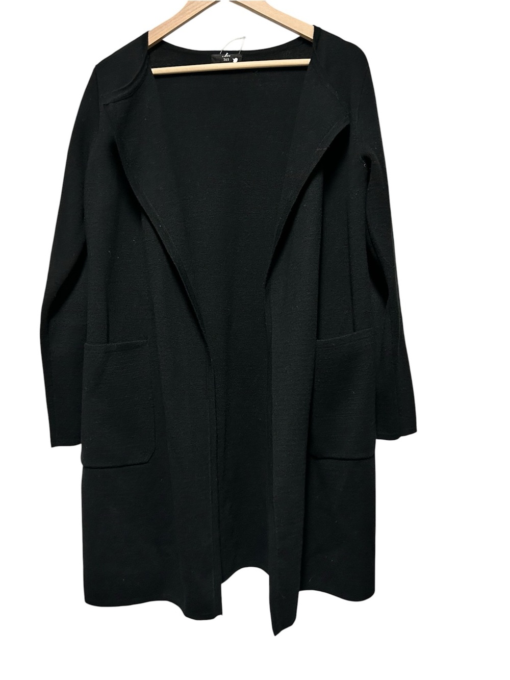 J. Crew Black Open-Front Thick Knit Cardigan with Patch Pockets
